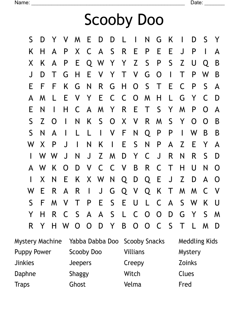 Scooby Doo Word Search