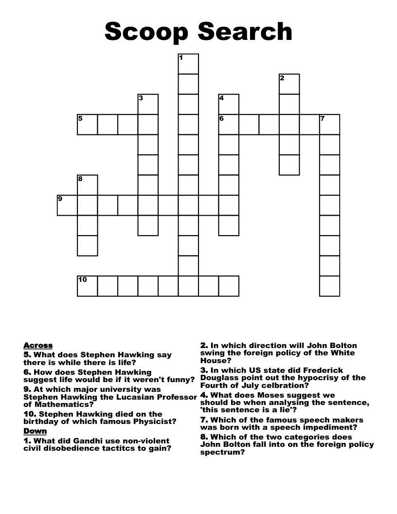 Scoop Search Crossword