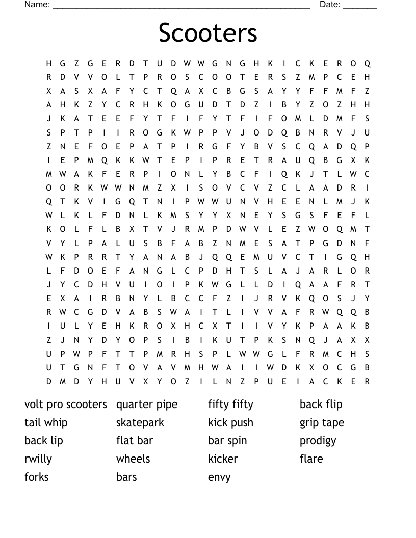 Scooters Word Search