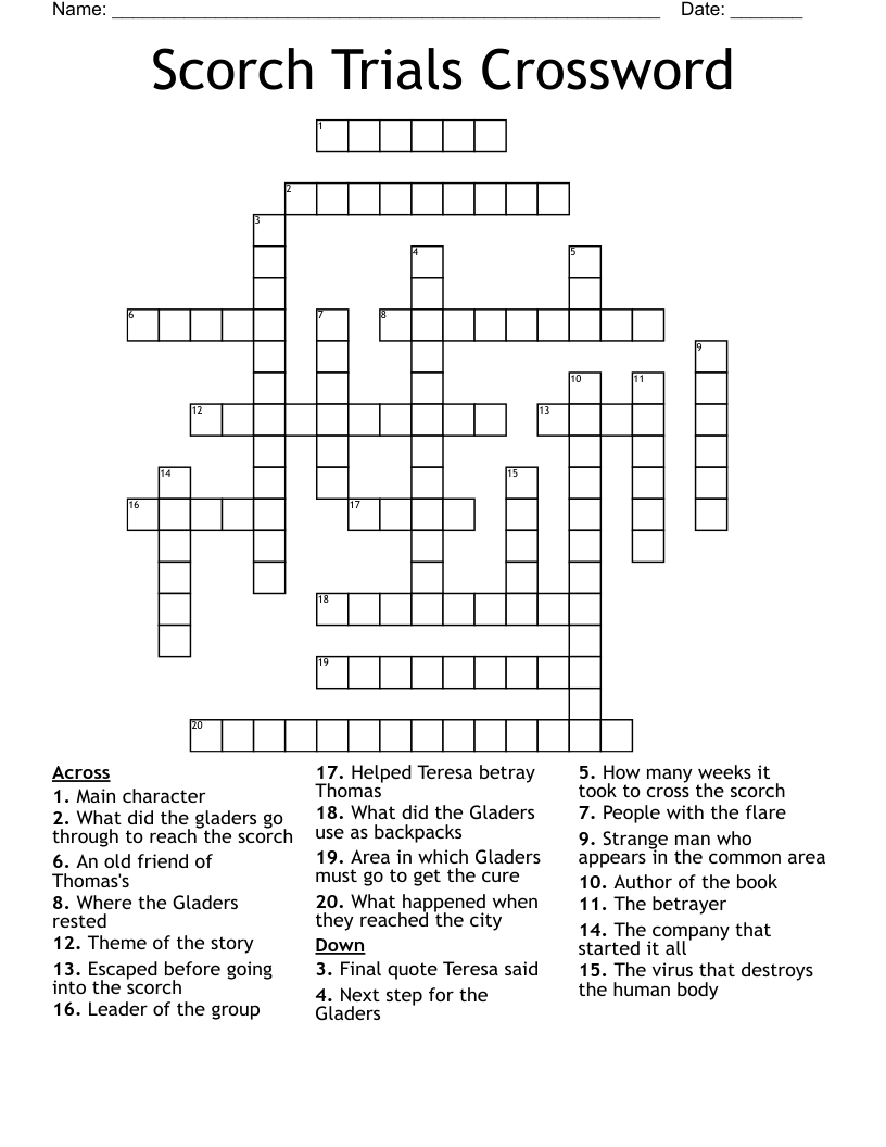 Scorch Trials Crossword