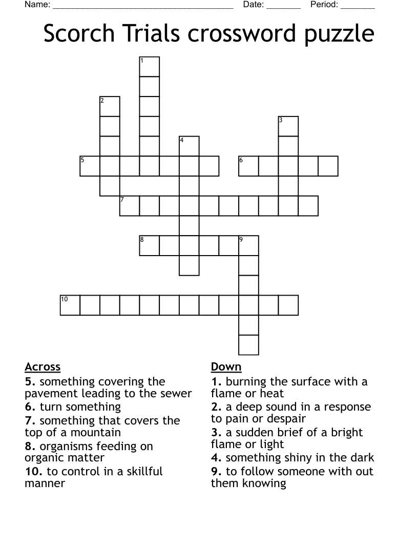 Scorch Trials crossword puzzle