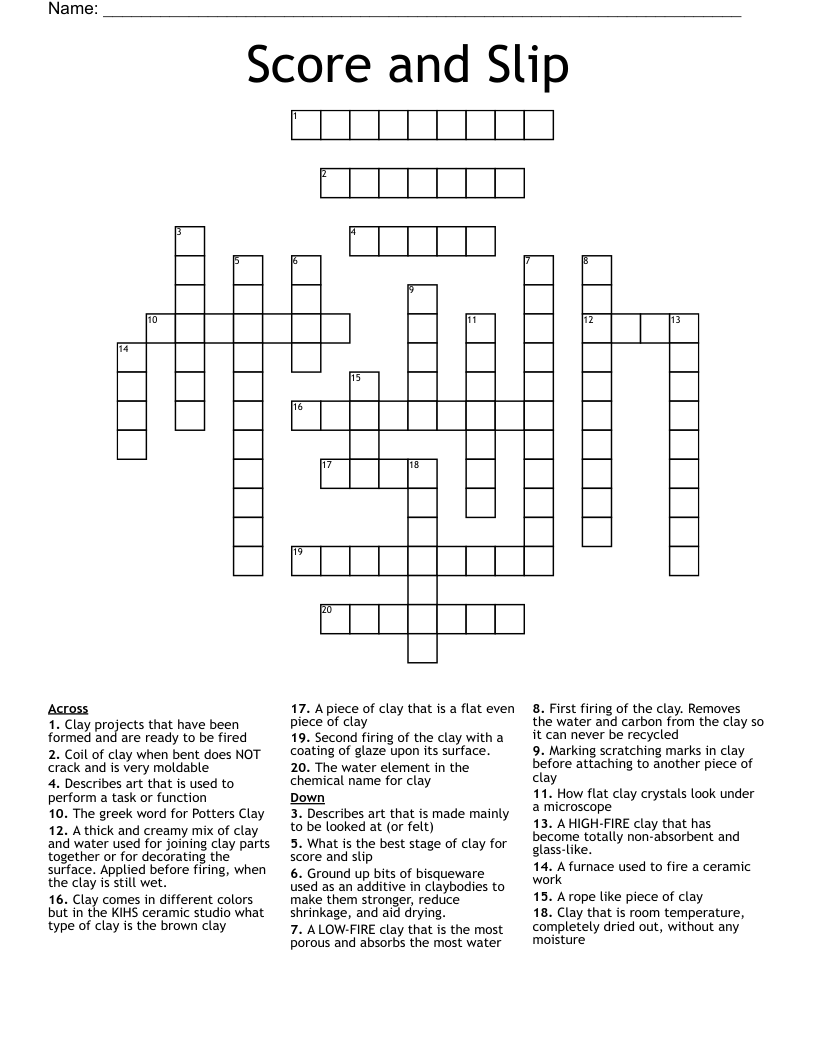 Score and Slip Crossword