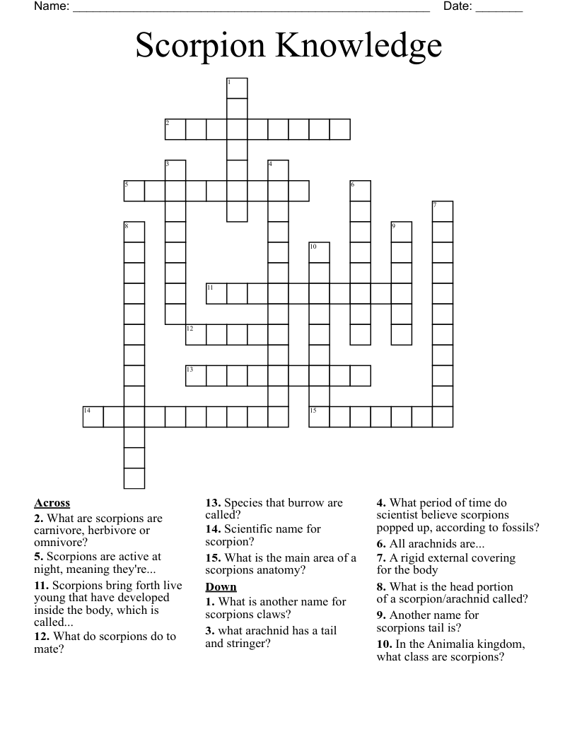 Scorpion Knowledge  Crossword