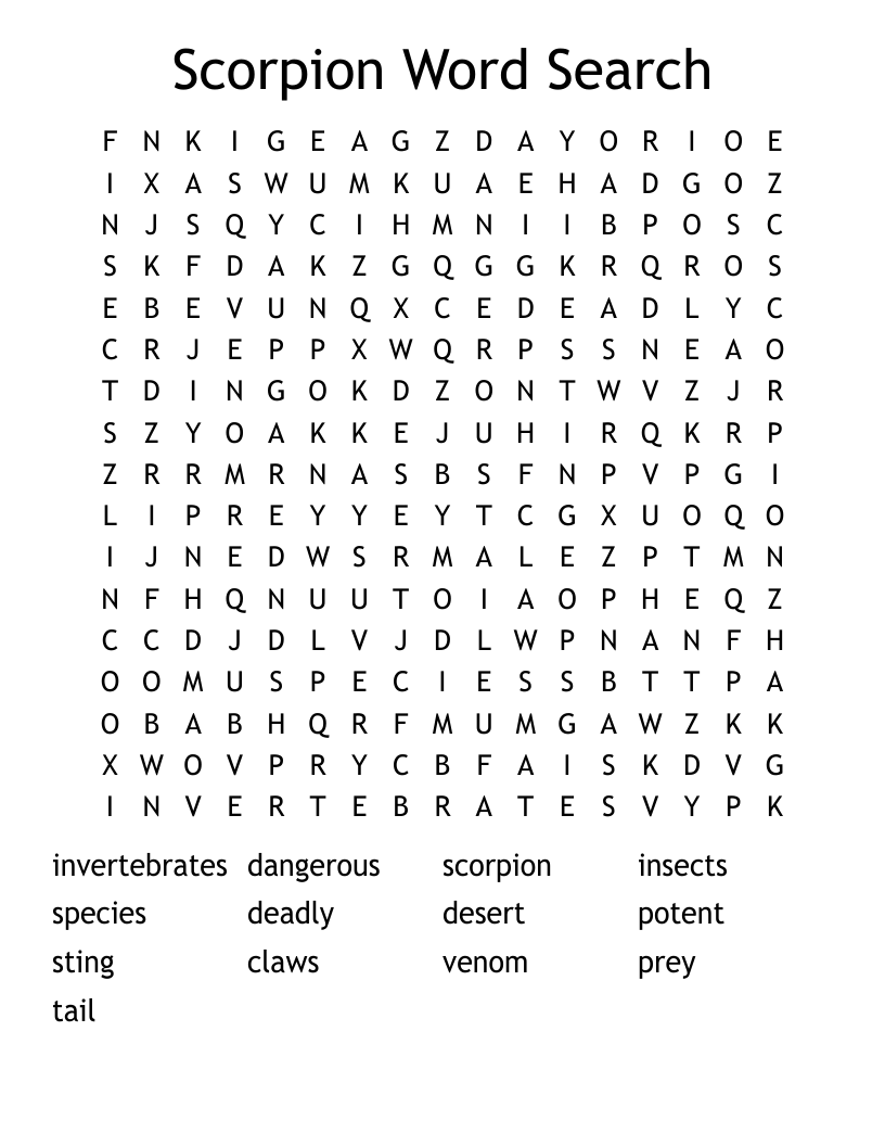 Scorpion Word Search