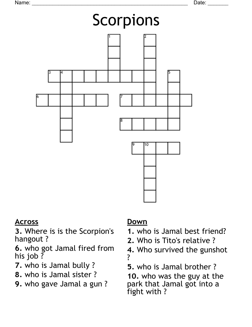 Scorpions  Crossword