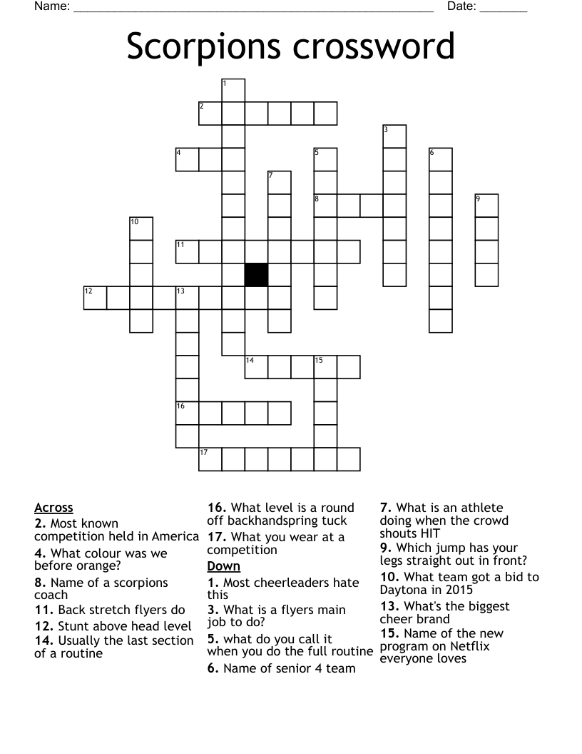 Scorpions crossword 