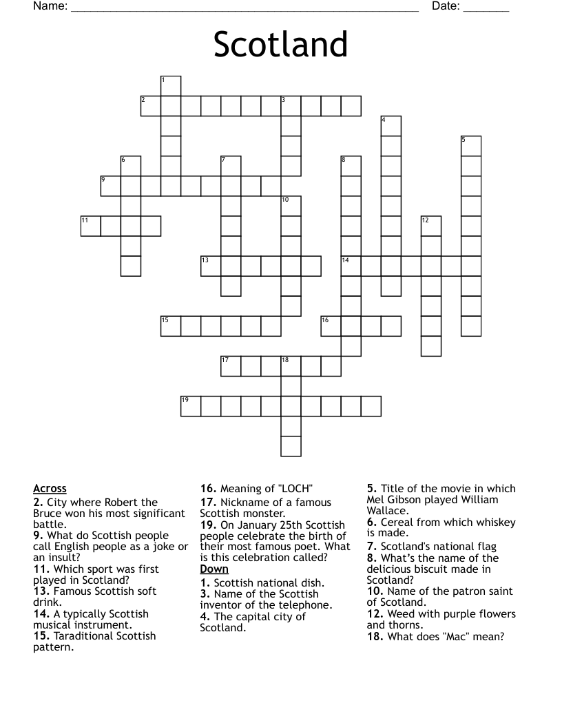 Scotland Crossword