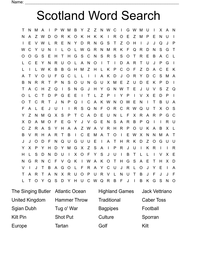 Scotland Word Search