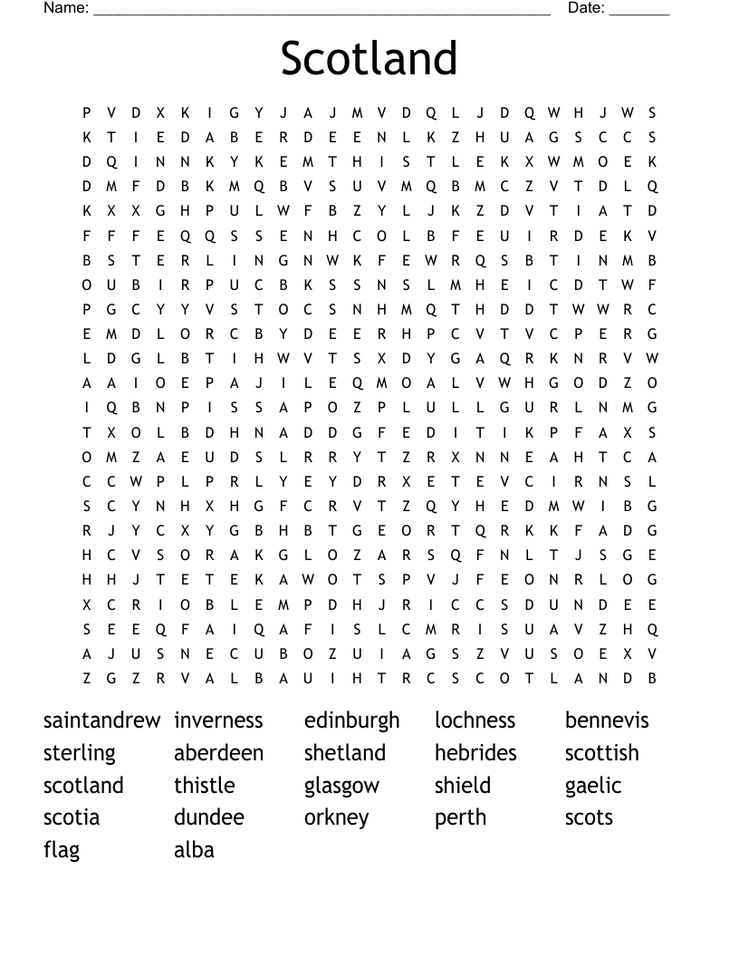 Scotland  Word Search