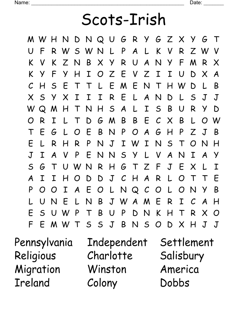 Scots-Irish Word Search