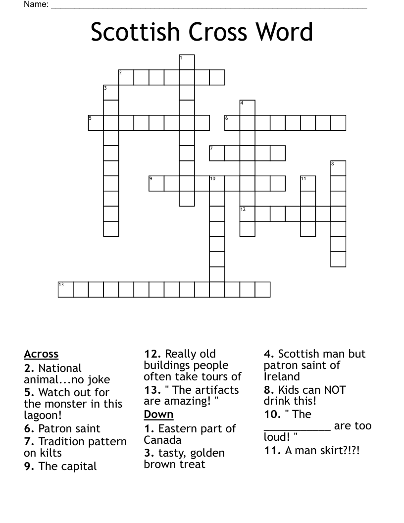 Scottish Cross Word