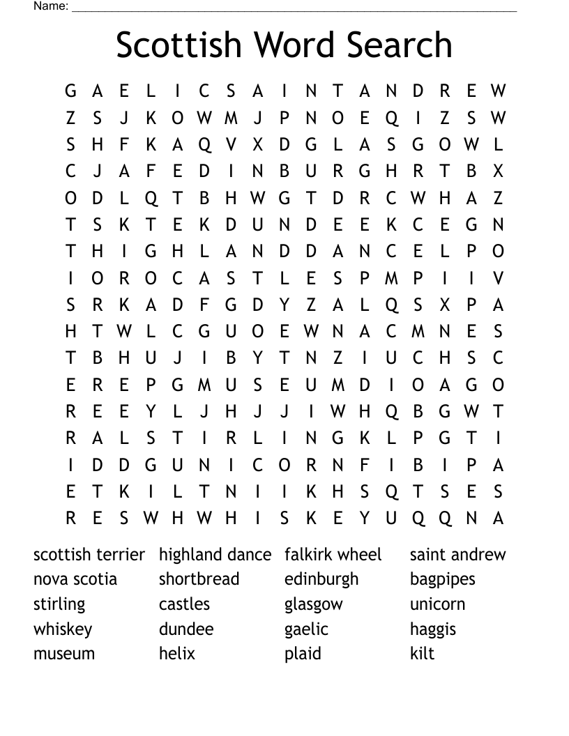Scottish Word Search