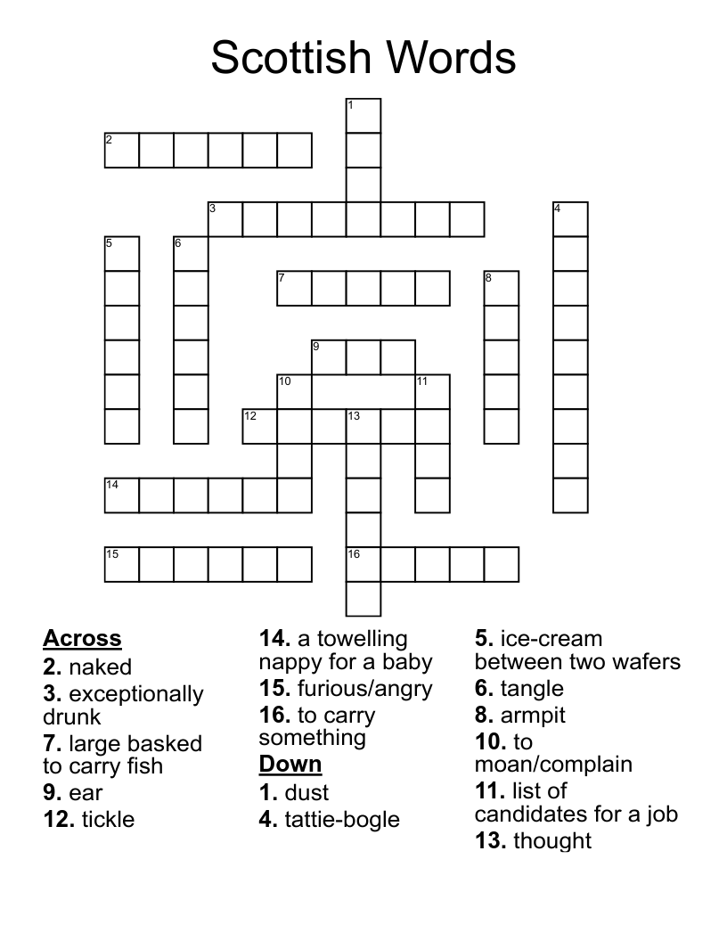 Scottish Words Crossword