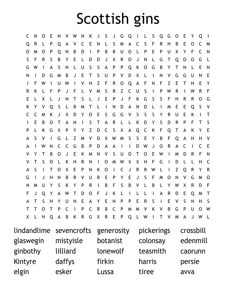 Scottish gins Word Search