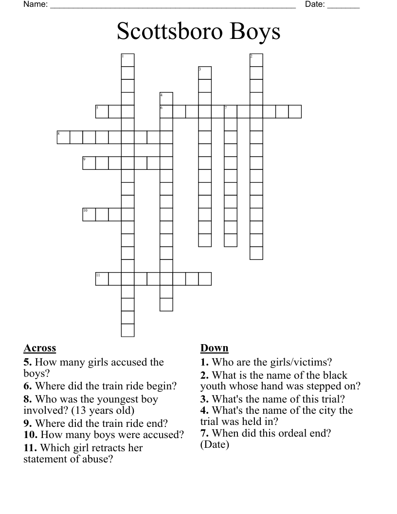 Scottsboro Boys Crossword