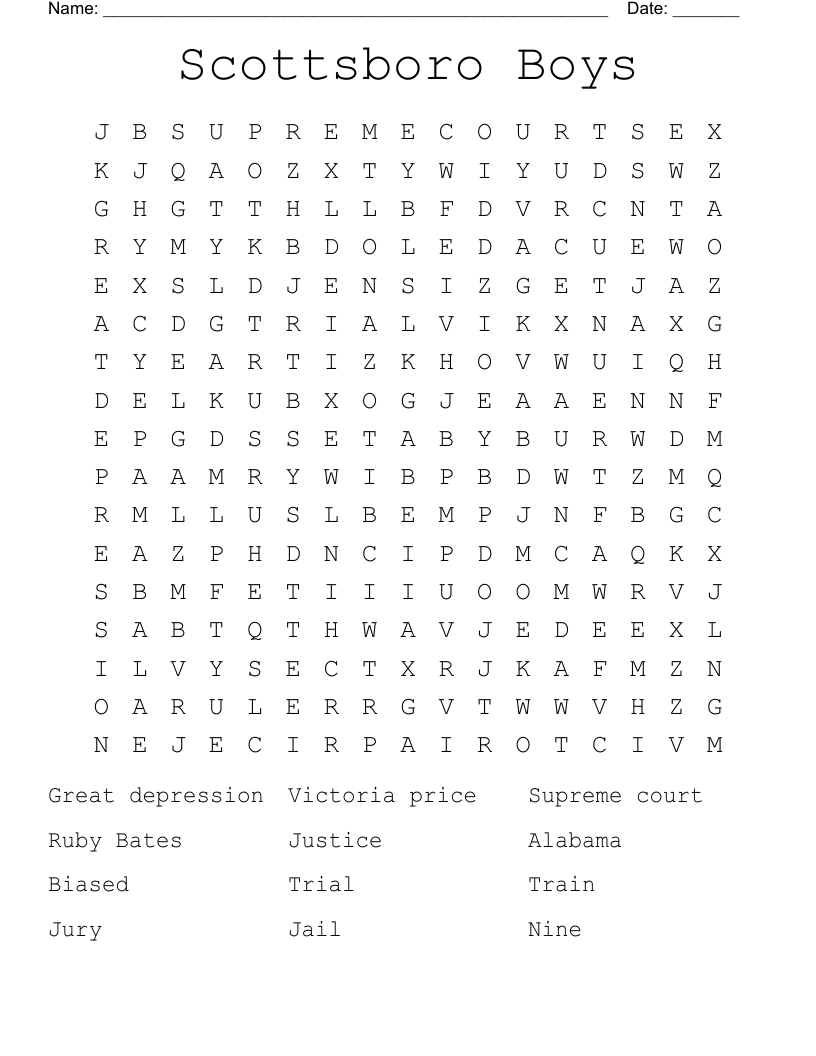 Scottsboro Boys  Word Search