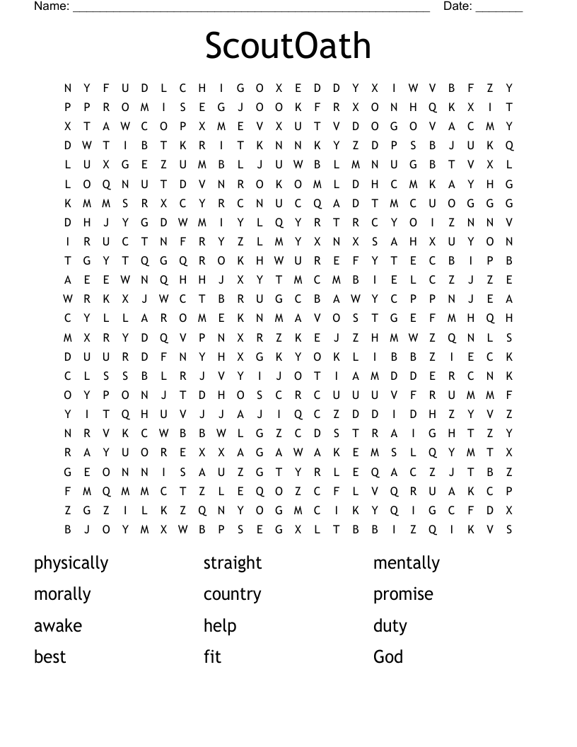 ScoutOath Word Search