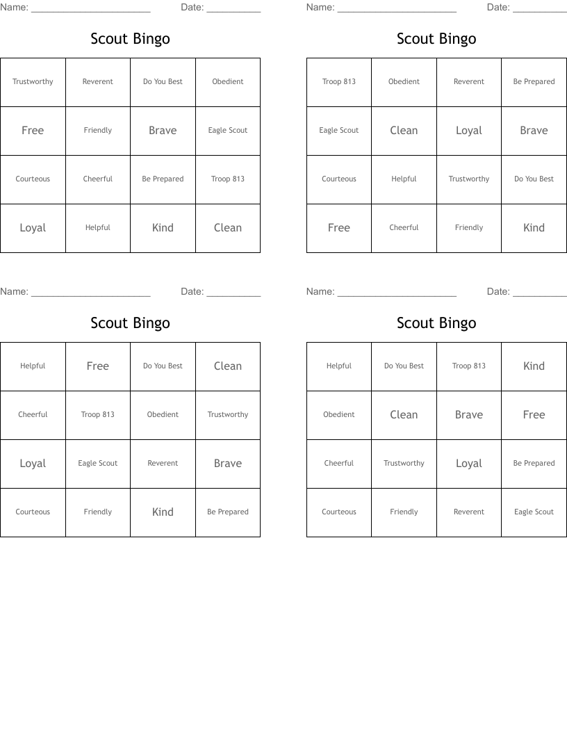 Scout Bingo