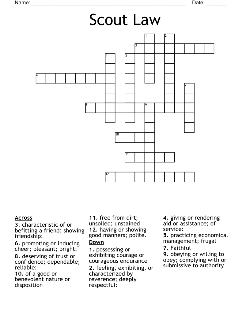 Scout Law Crossword