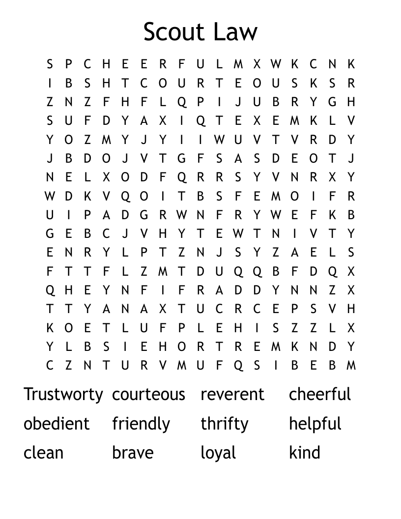 Scout Law Word Search