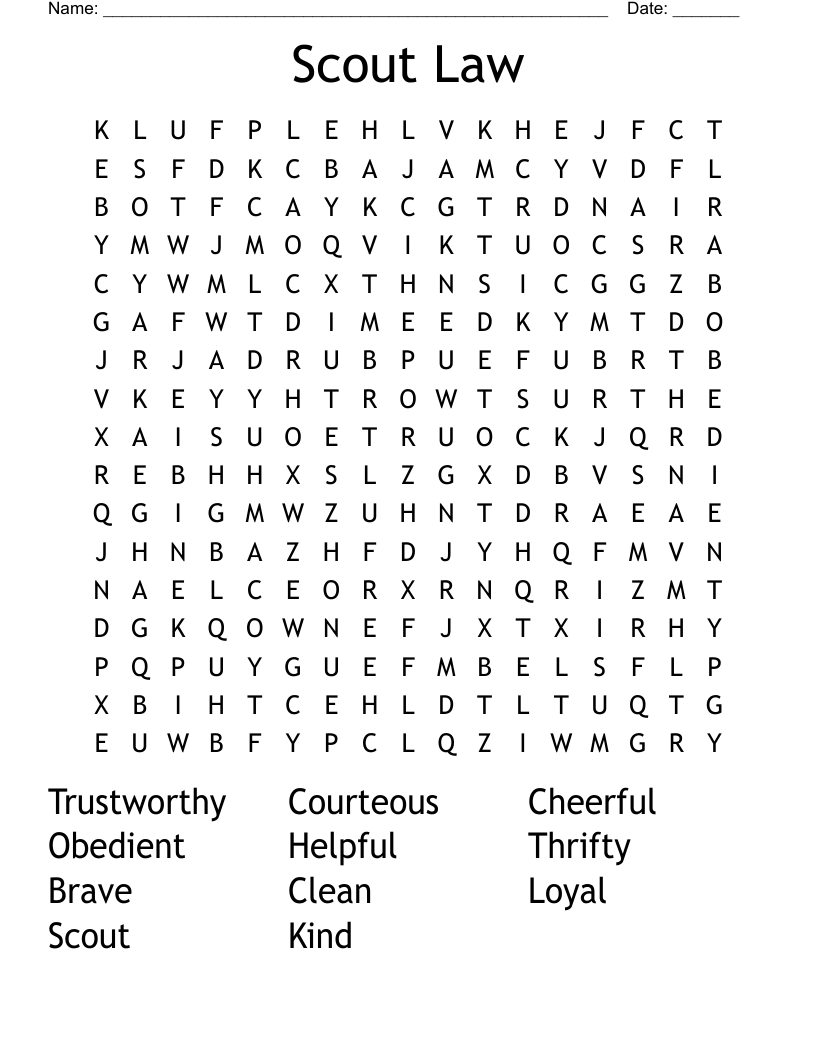 Scout Law Word Search