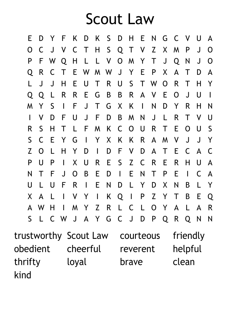 Scout Law Word Search