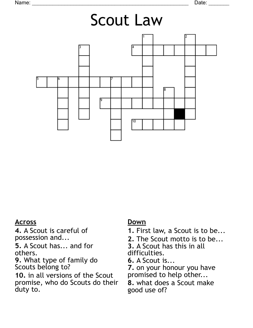 Scout Law Crossword