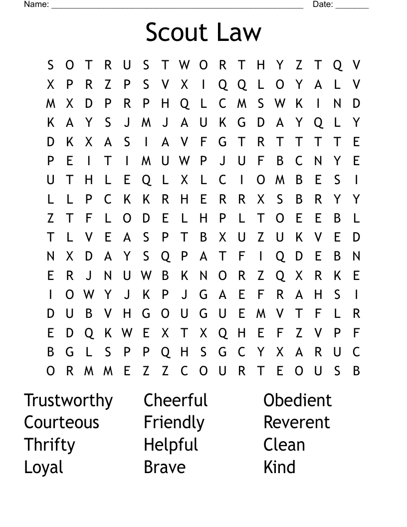 Scout Law  Word Search