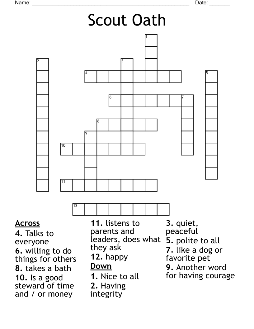 Scout Oath Crossword