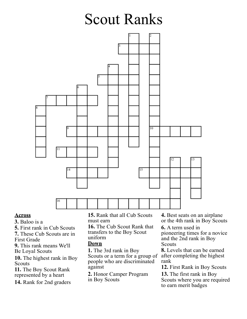 Scout Ranks Crossword