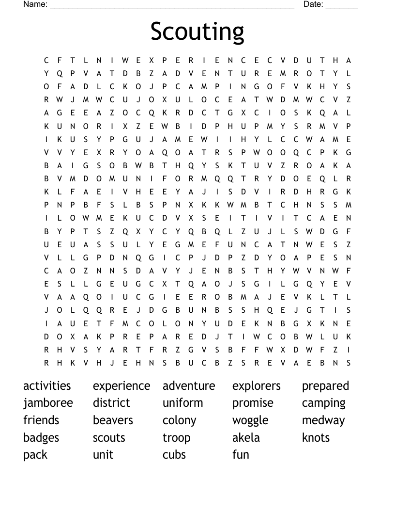 Scouting Word Search