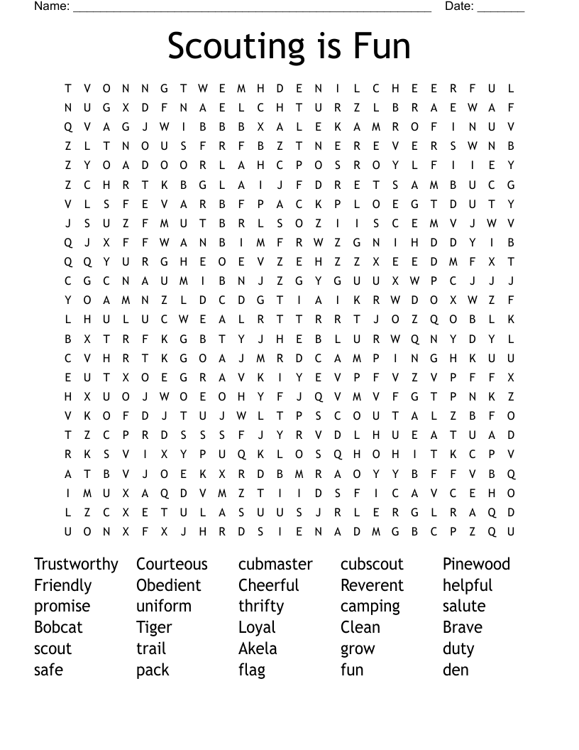Scouting is Fun Word Search
