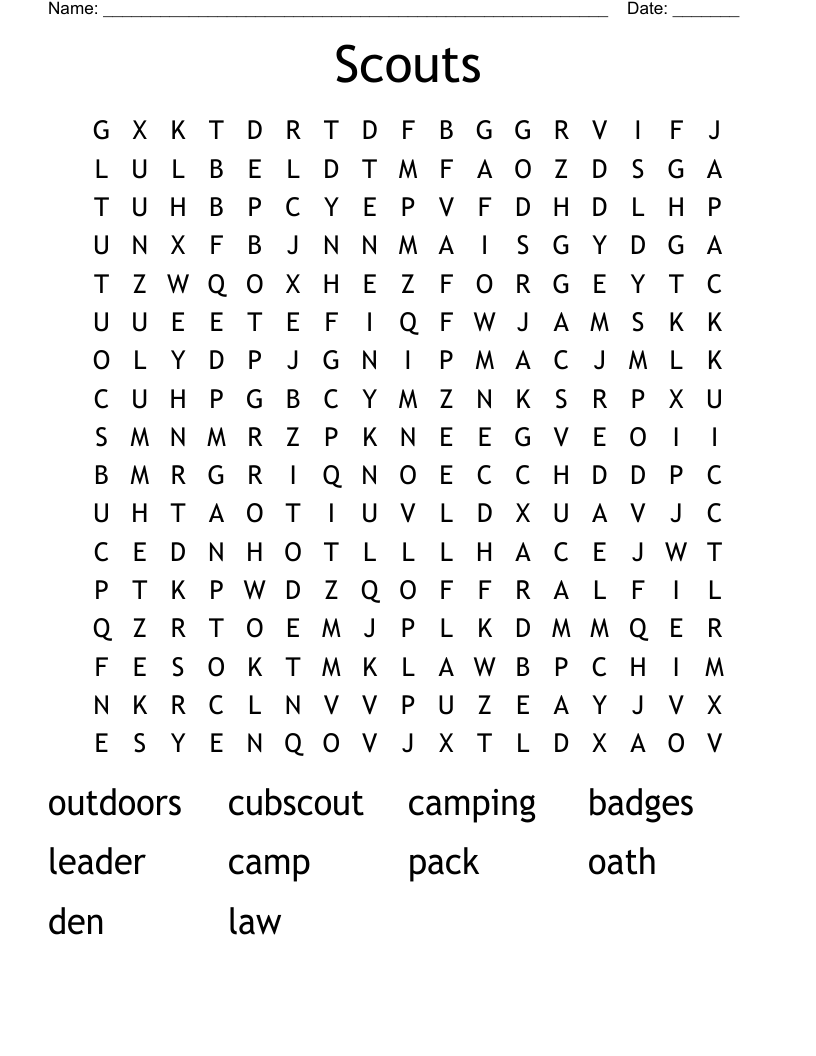 Scouts Word Search