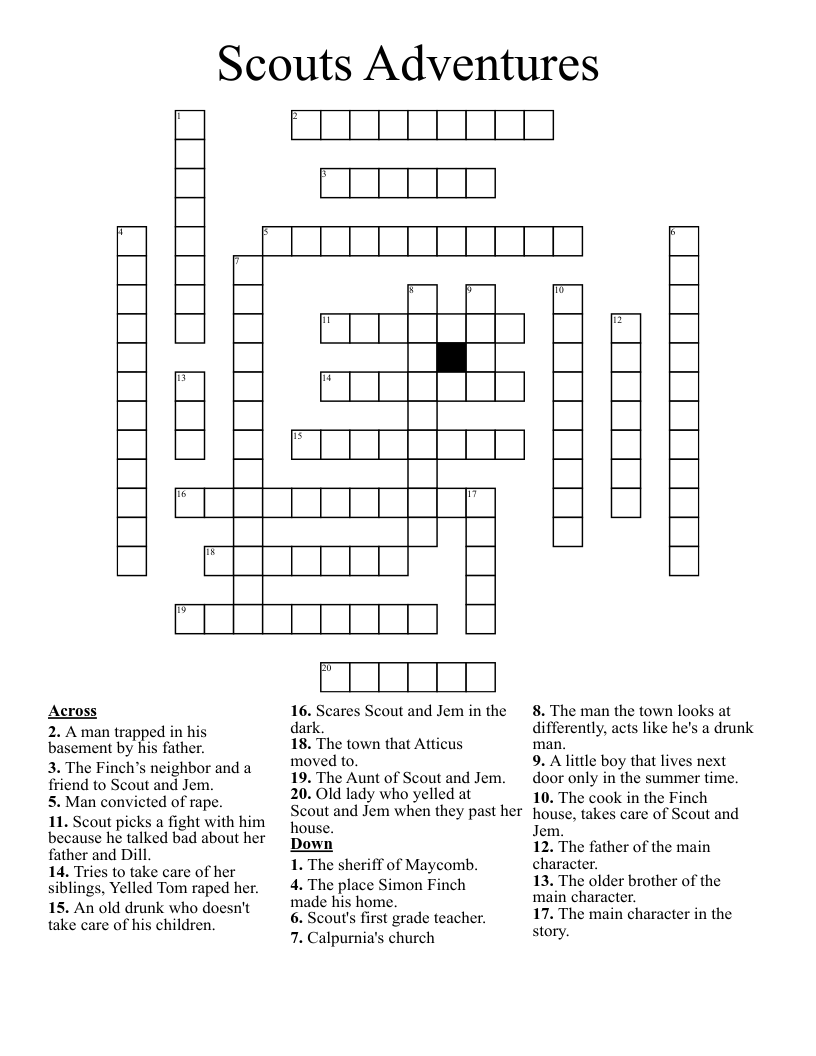 Scouts  Adventures Crossword