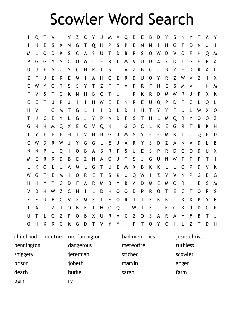 Scowler Word Search
