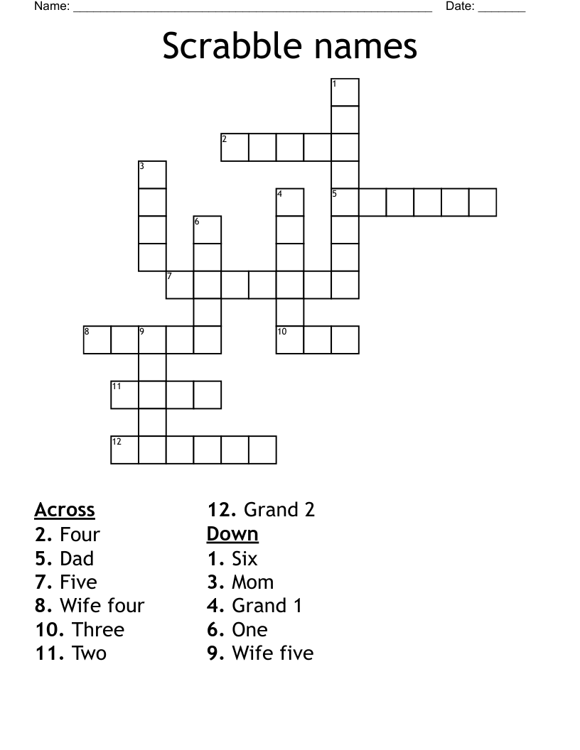 Scrabble names Crossword