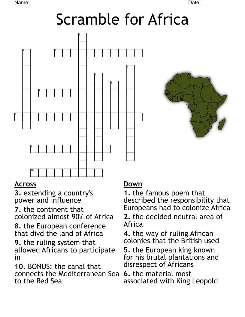 Scramble for Africa Crossword