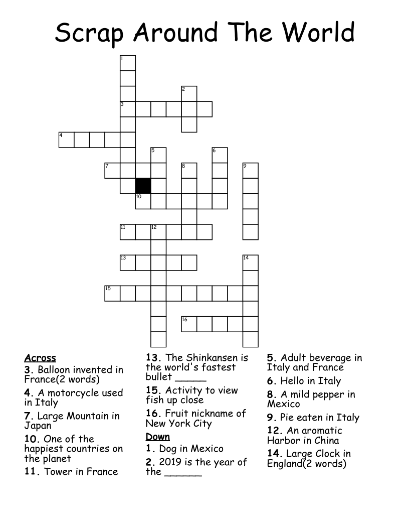 Scrap Around The World Crossword