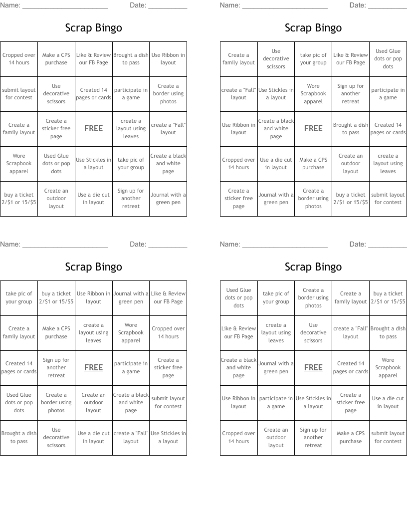 Scrap Bingo