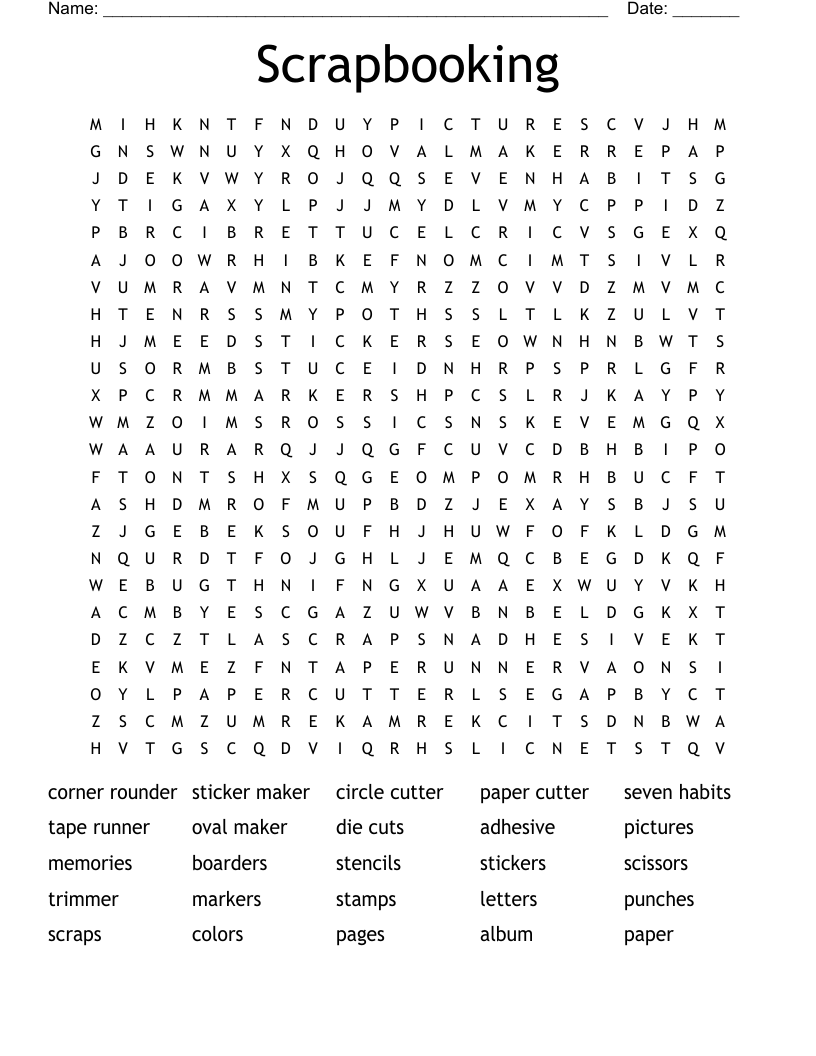 Scrapbooking Word Search