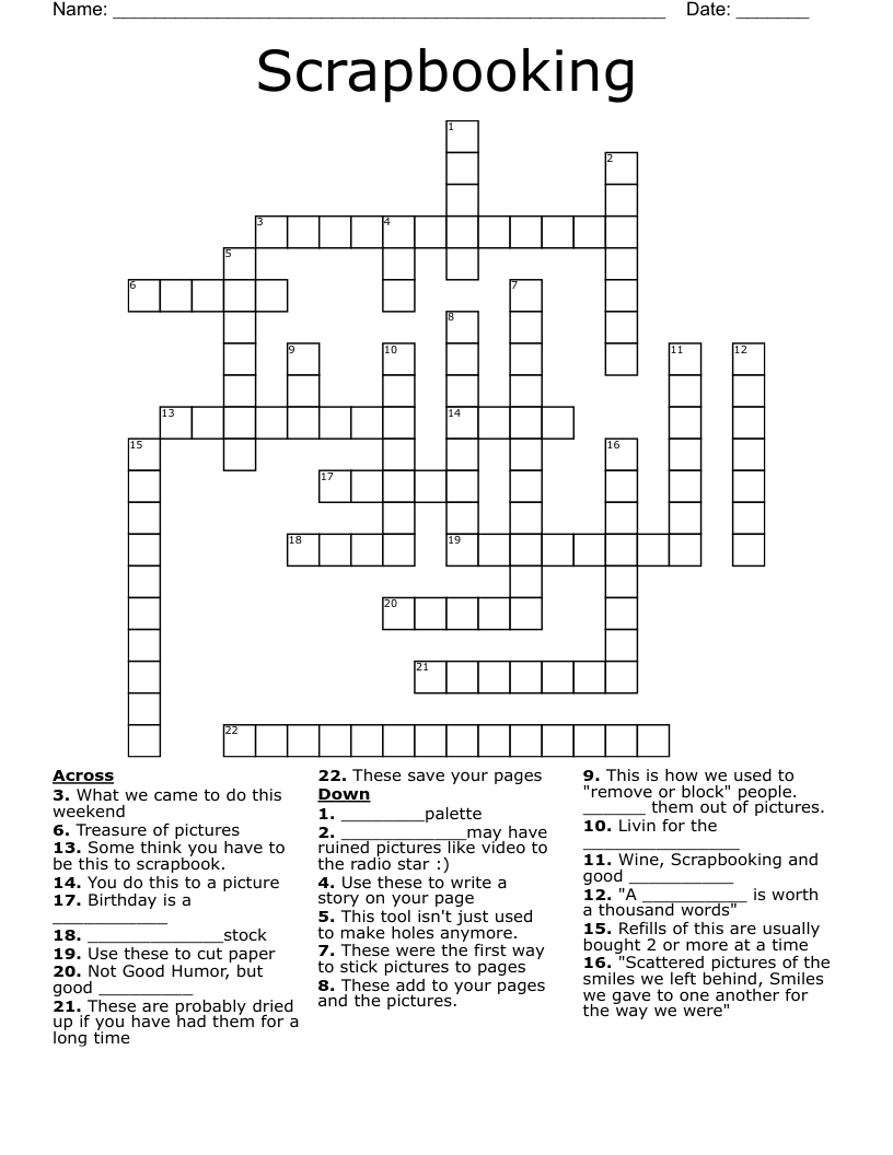 Scrapbooking Crossword