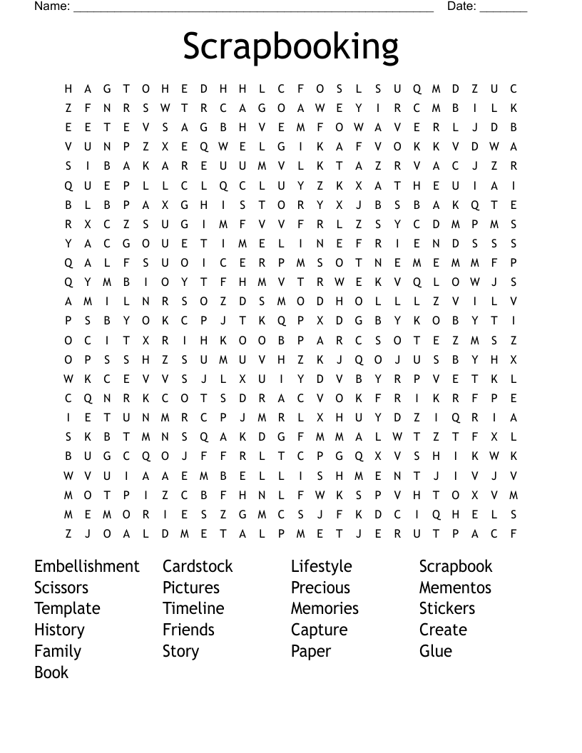 Scrapbooking Word Search