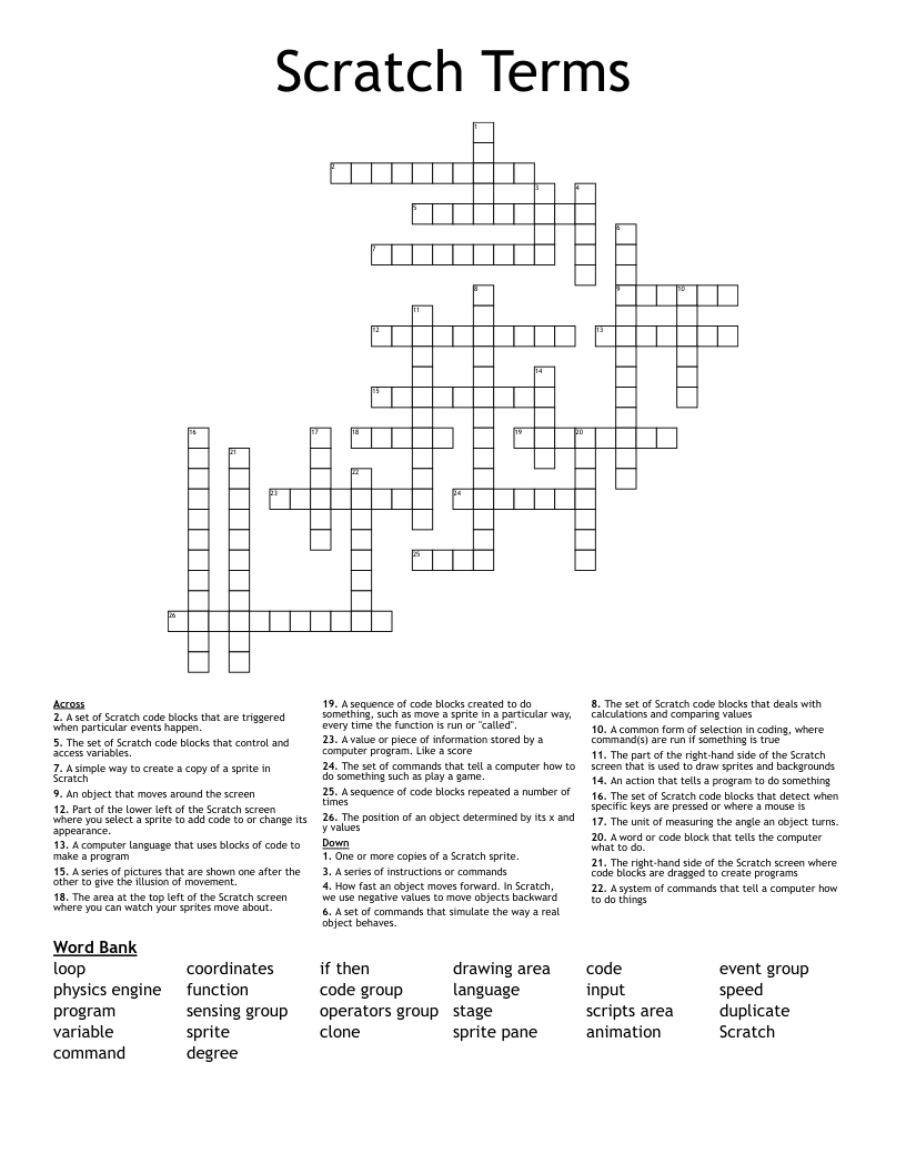 Scratch Terms Crossword