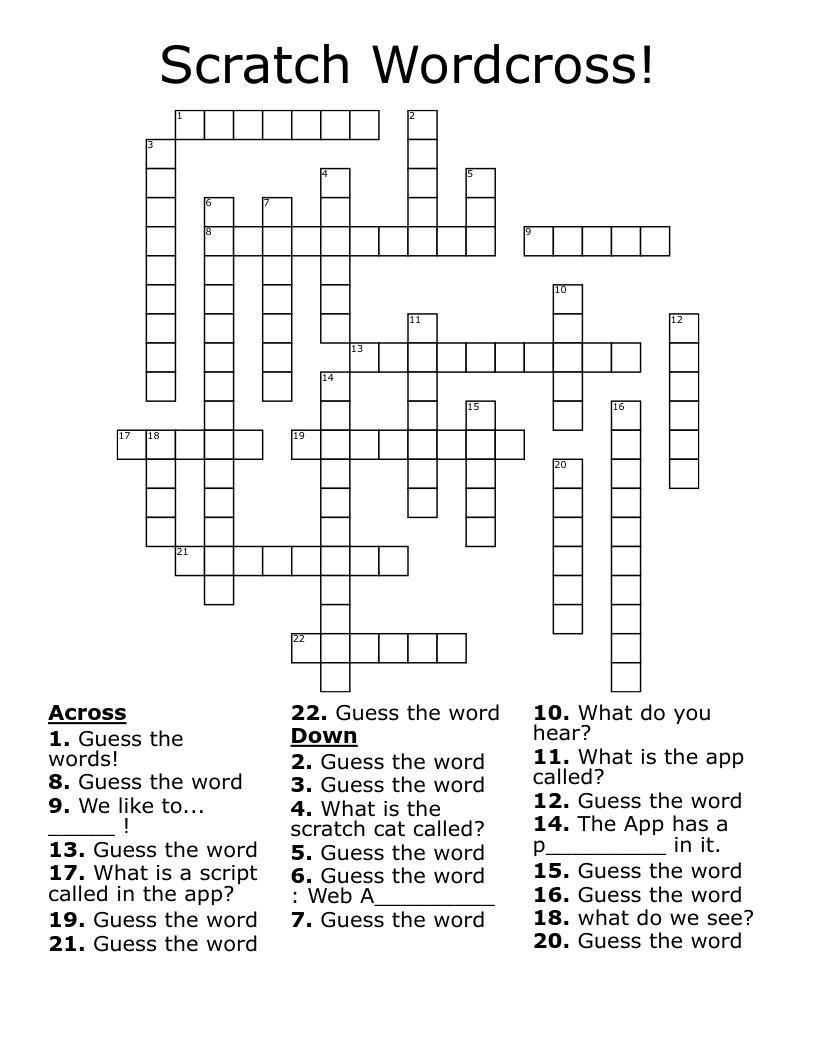 Scratch Wordcross! Crossword