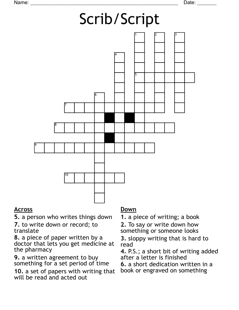 Scrib/Script Crossword