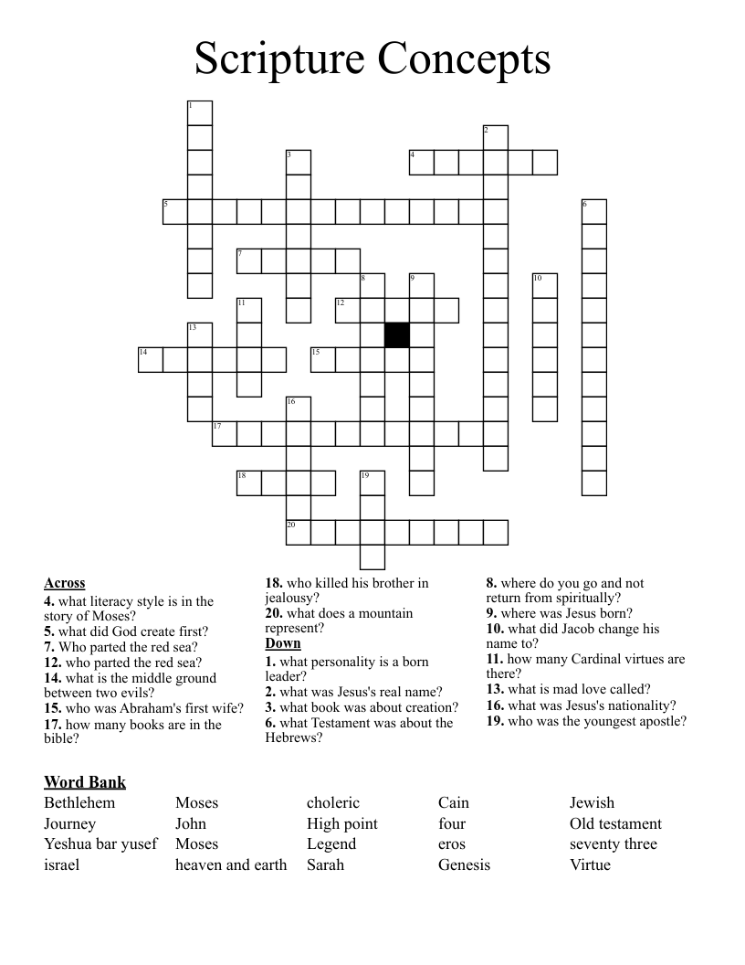 Scripture Concepts Crossword