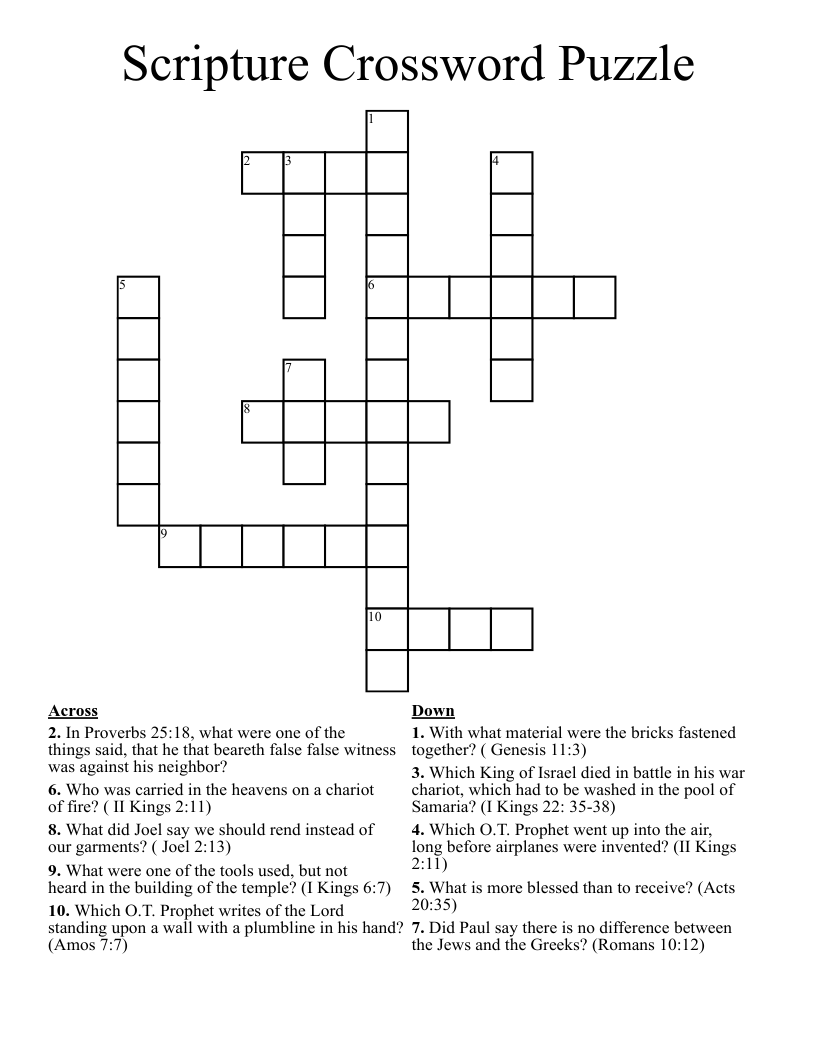 Scripture Crossword Puzzle