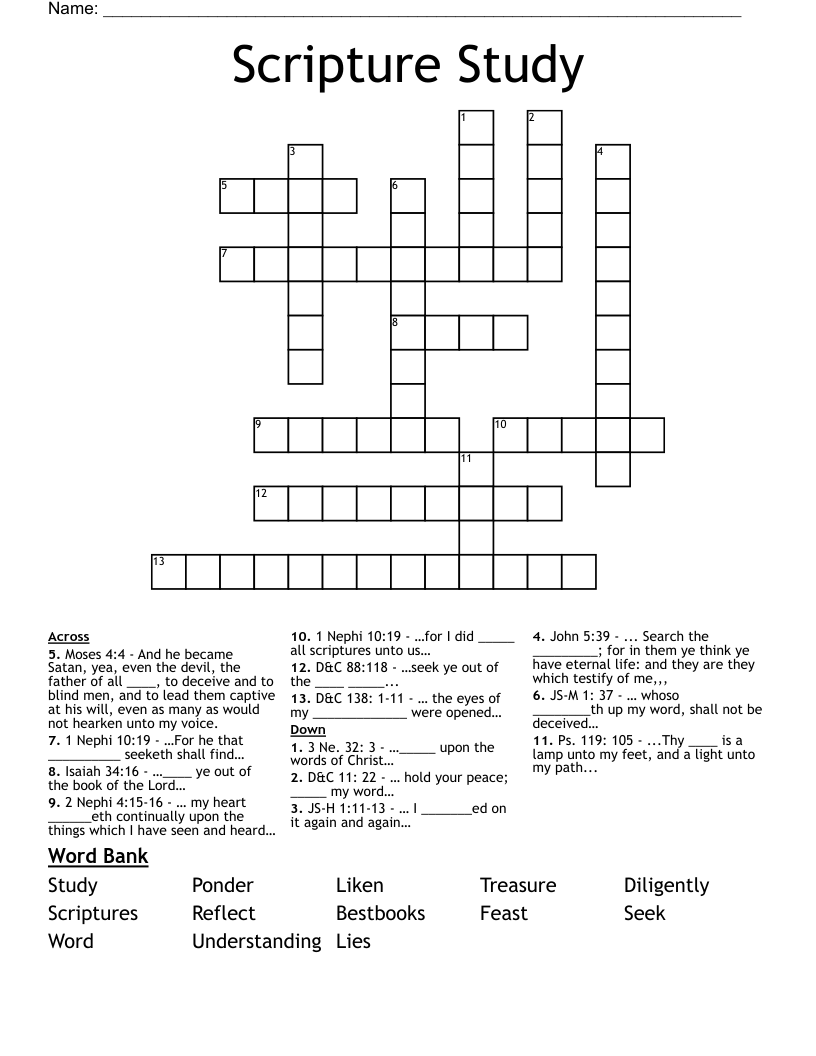 Scripture Study Crossword