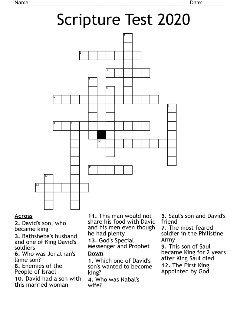 Scripture Test 2020 Crossword