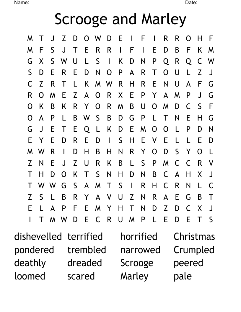 Scrooge and Marley Word Search